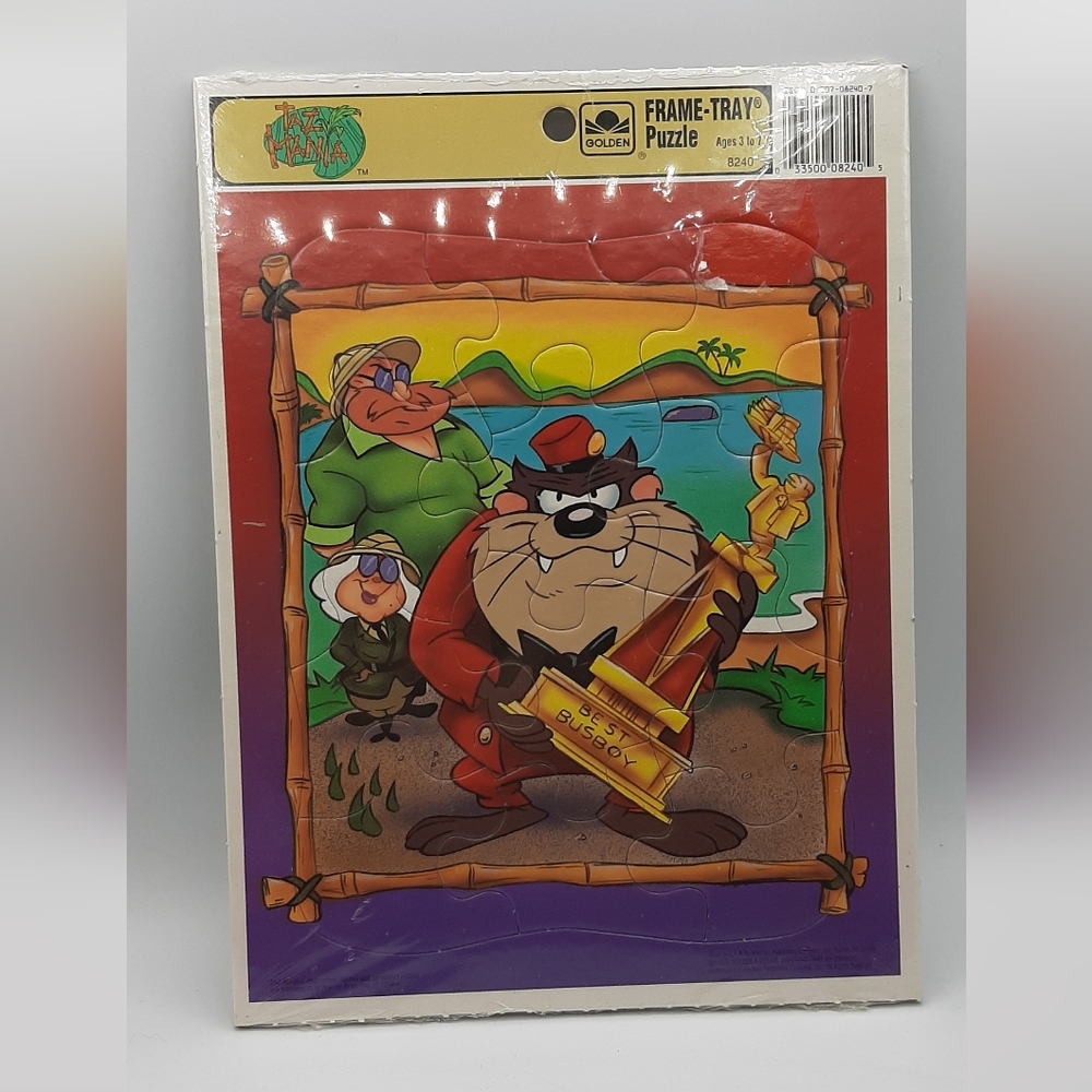 Vintage Golden Frame Tray Puzzle Taz Mania NEW Sealed 1992 Warner Bros